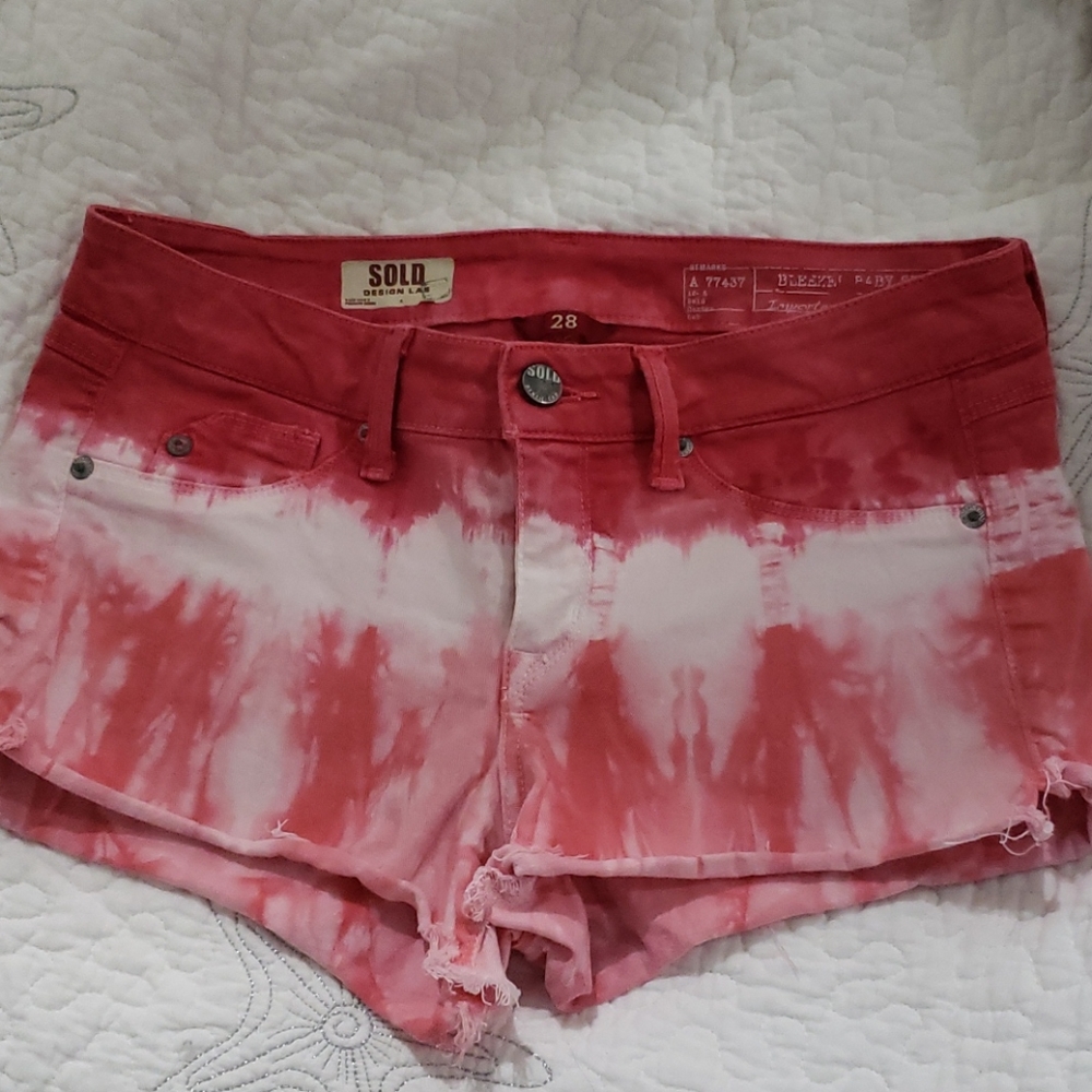 Sold Design Lab Tie Dye Red/White Shorts Size 28